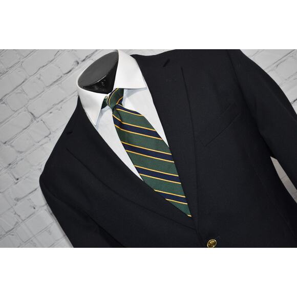 Stafford Blazer Sportscoat Jacket Gold Buttons Mens Size 44 Long 2Btns Navy Blue - Picture 10 of 10